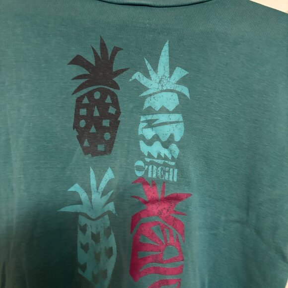 O'Neill Crop Top Medium Green Pineapple Graphic Short Sleeve 100% Cotton - Picture 3 of 3
